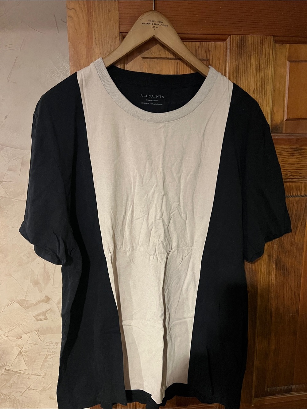 All Saints Black & Cream Vertical Colorblock Crew T-Shirt